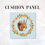 CUSHION Fabric Panel Squirrel Wreath Blue