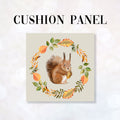 CUSHION Fabric Panel Squirrel Wreath Cream