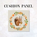 CUSHION Fabric Panel Squirrel Wreath Cream