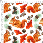 Squirrels on White Fabric