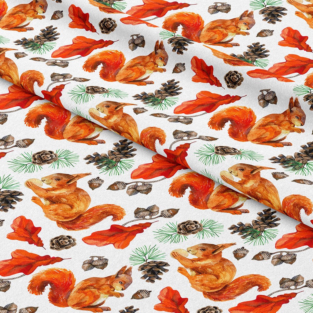 Squirrels on White Fabric