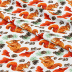 Squirrels on White Fabric