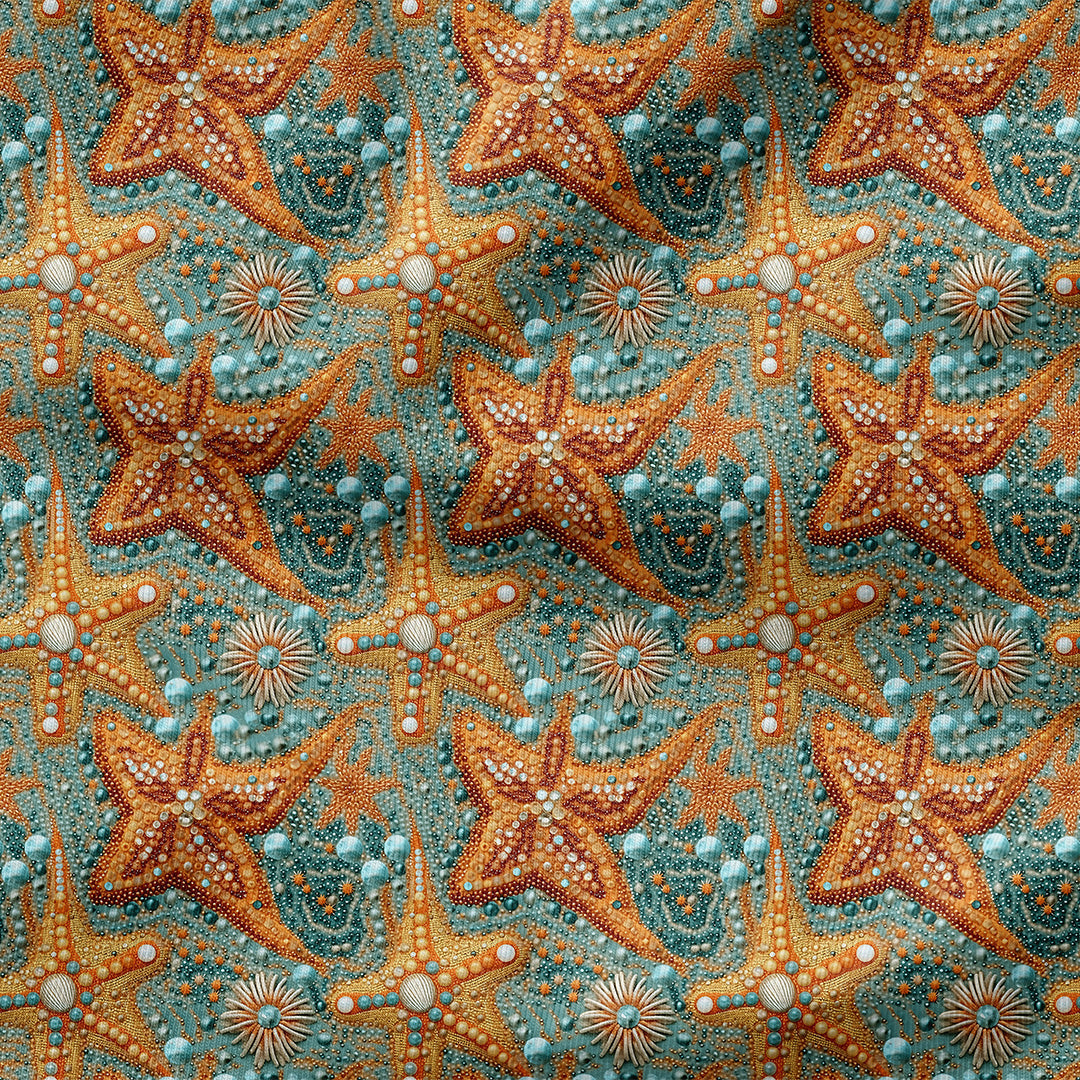 Starfish Sequins Embroidery Fabric