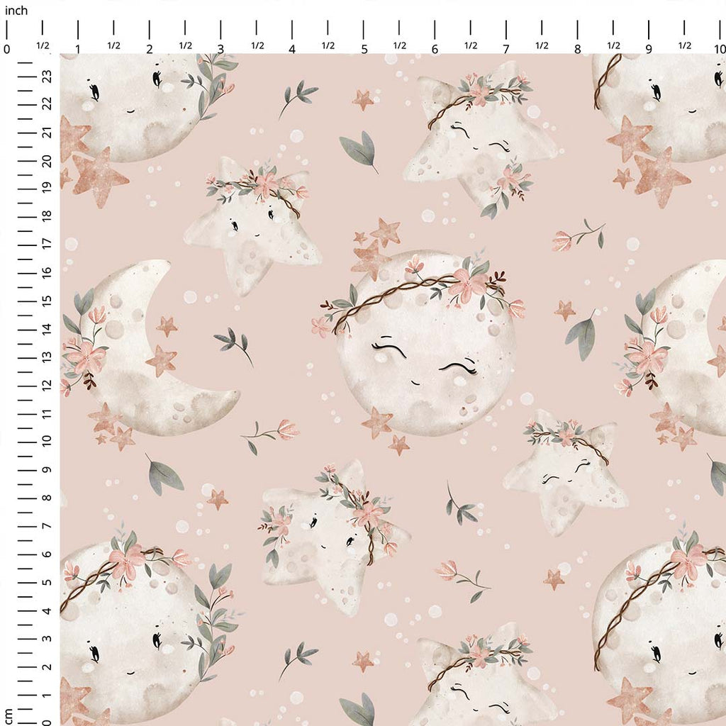 Stars and Moon Blush Fabric