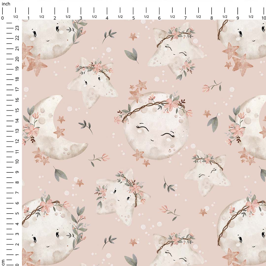 Stars and Moon Blush Fabric