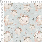 Stars and Moon Grey Fabric