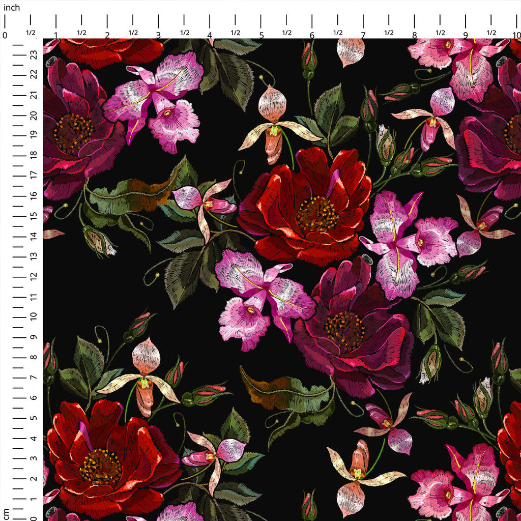 Stitched Floral Fabric