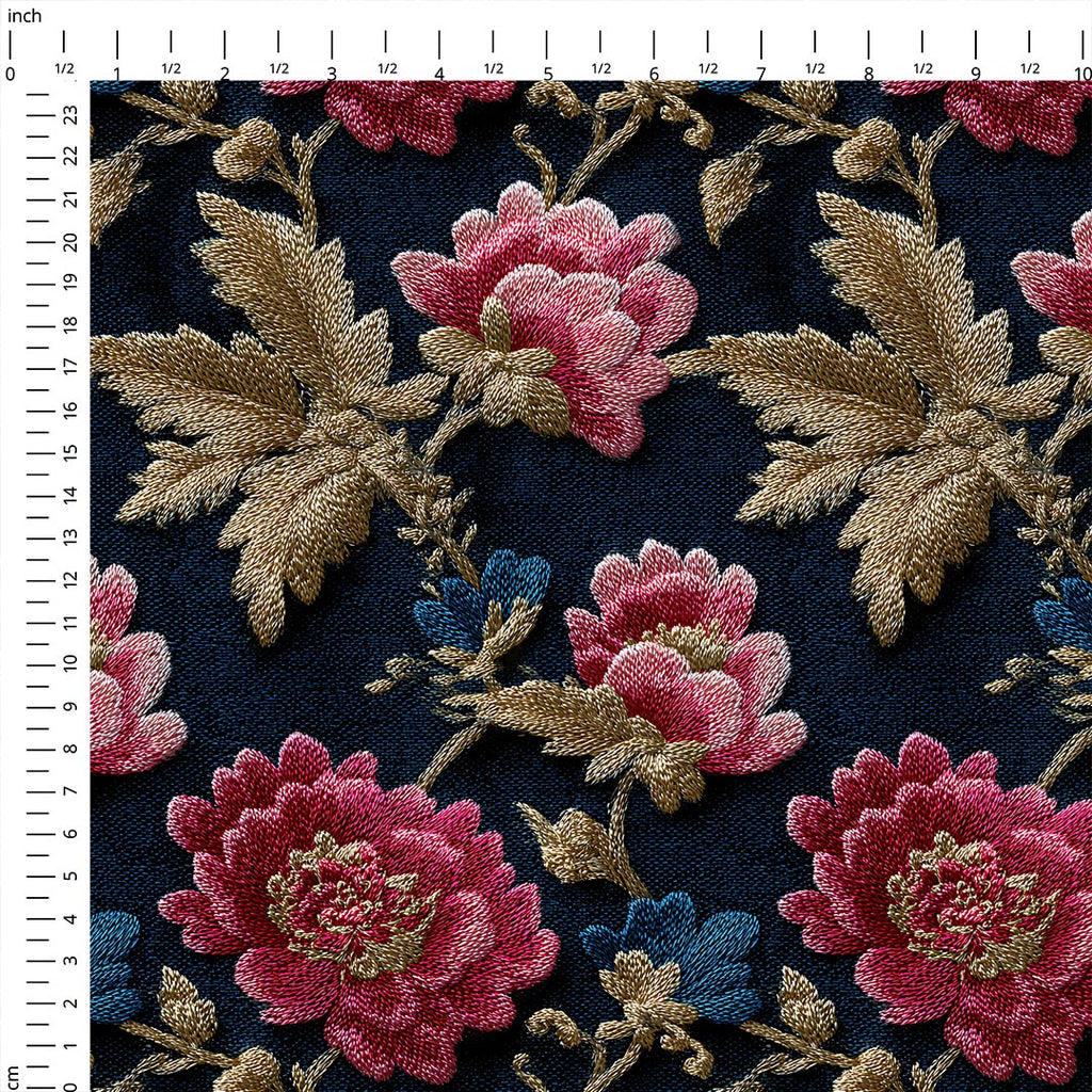 Stitched Flowers Fabric