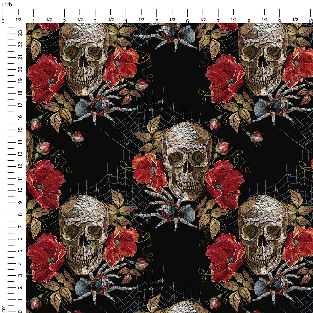 Stitched Skulls Fabric