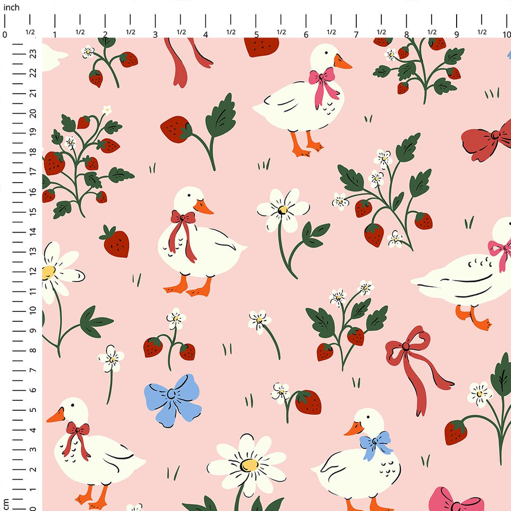Strawberry Ducks Fabric