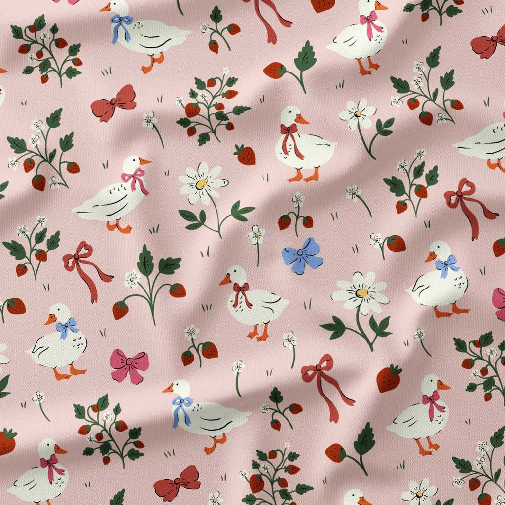 Strawberry Ducks Fabric