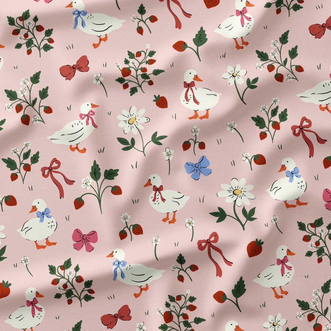 Strawberry Ducks Fabric