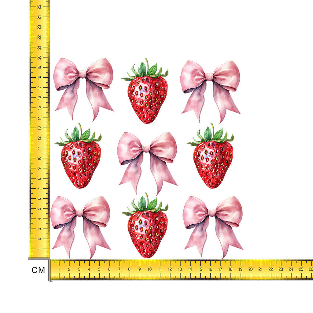 Strawberry Bows Iron on Fabric Heat Transfer DTF-241