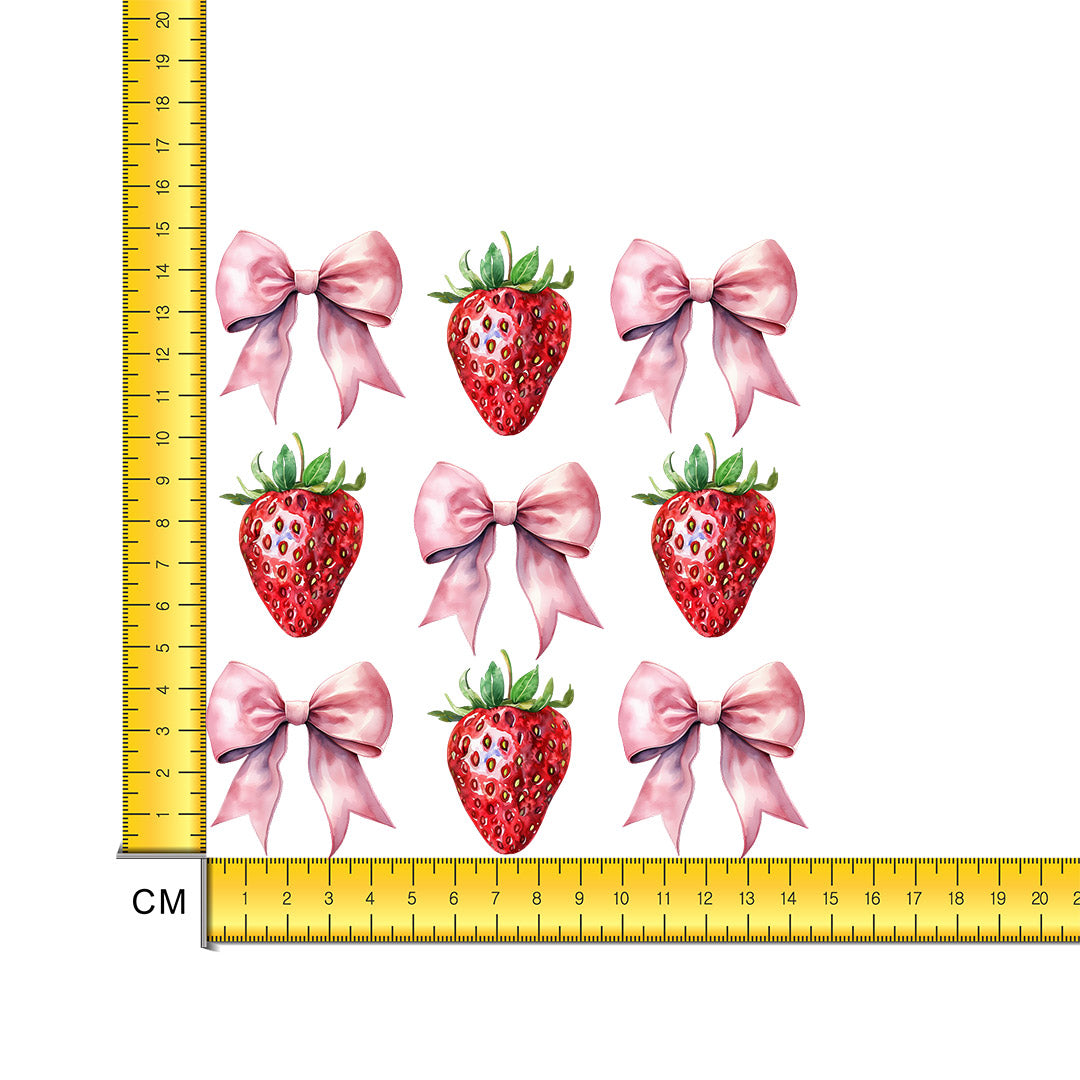 Strawberry Bows Iron on Fabric Heat Transfer DTF-241