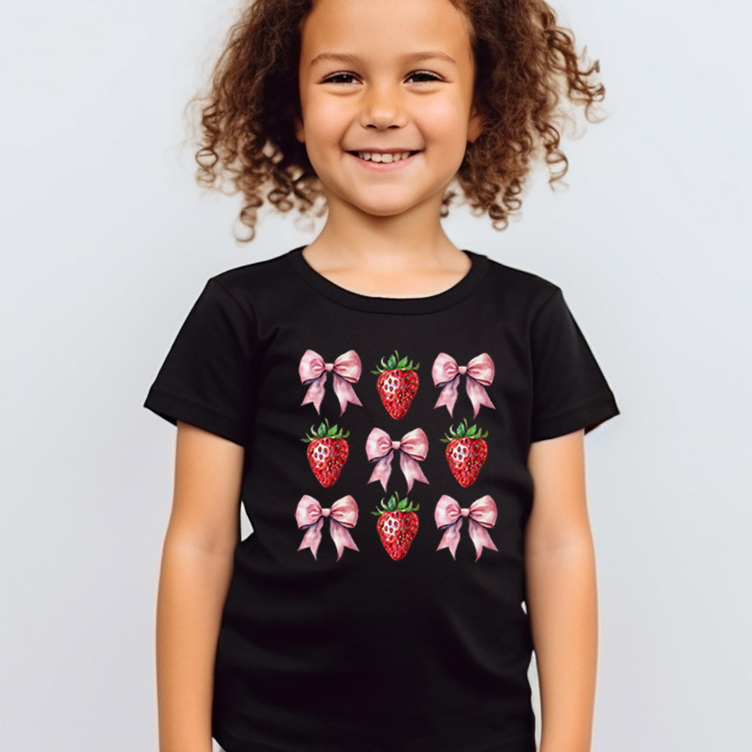 Strawberry Bows Iron on Fabric Heat Transfer DTF-241