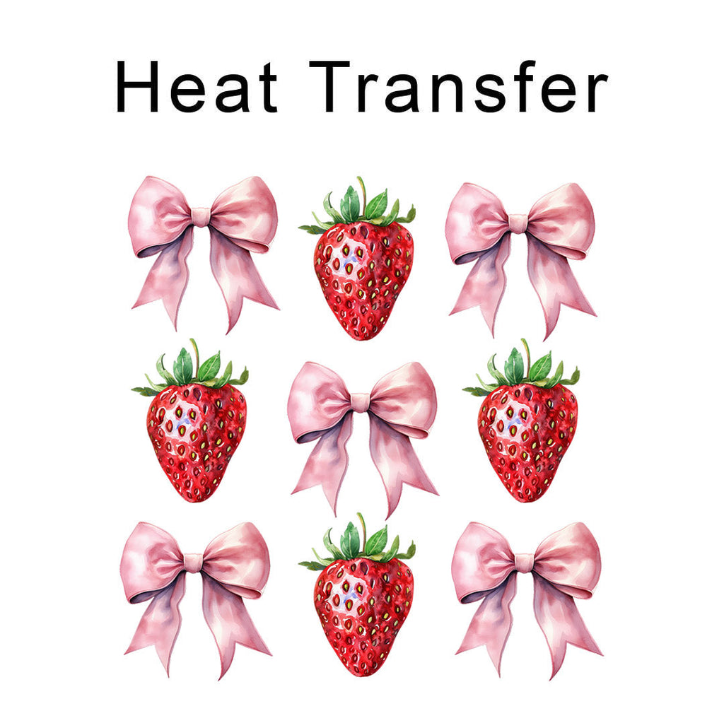 Strawberry Bows Iron on Fabric Heat Transfer DTF-241