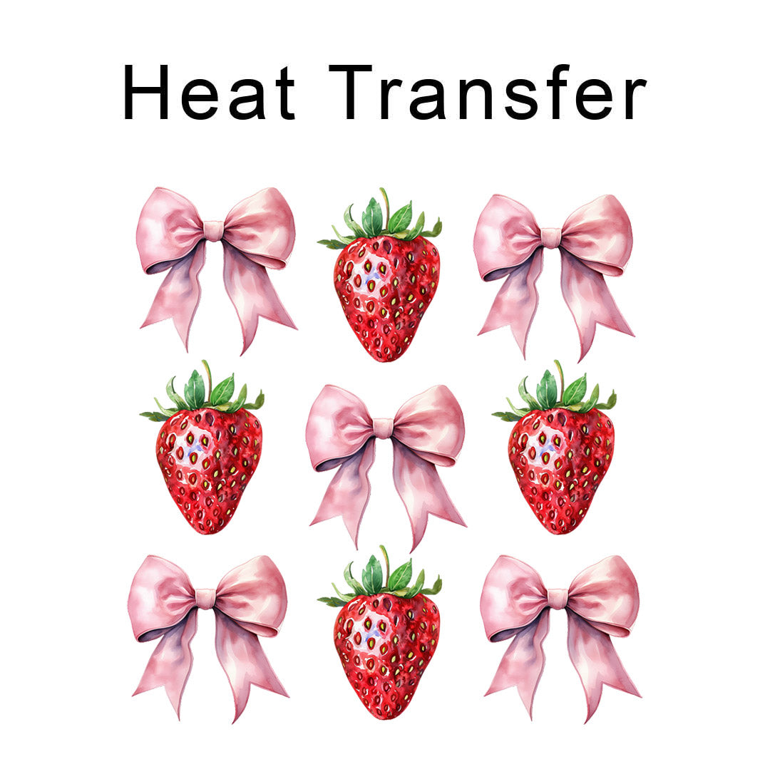 Strawberry Bows Iron on Fabric Heat Transfer DTF-241