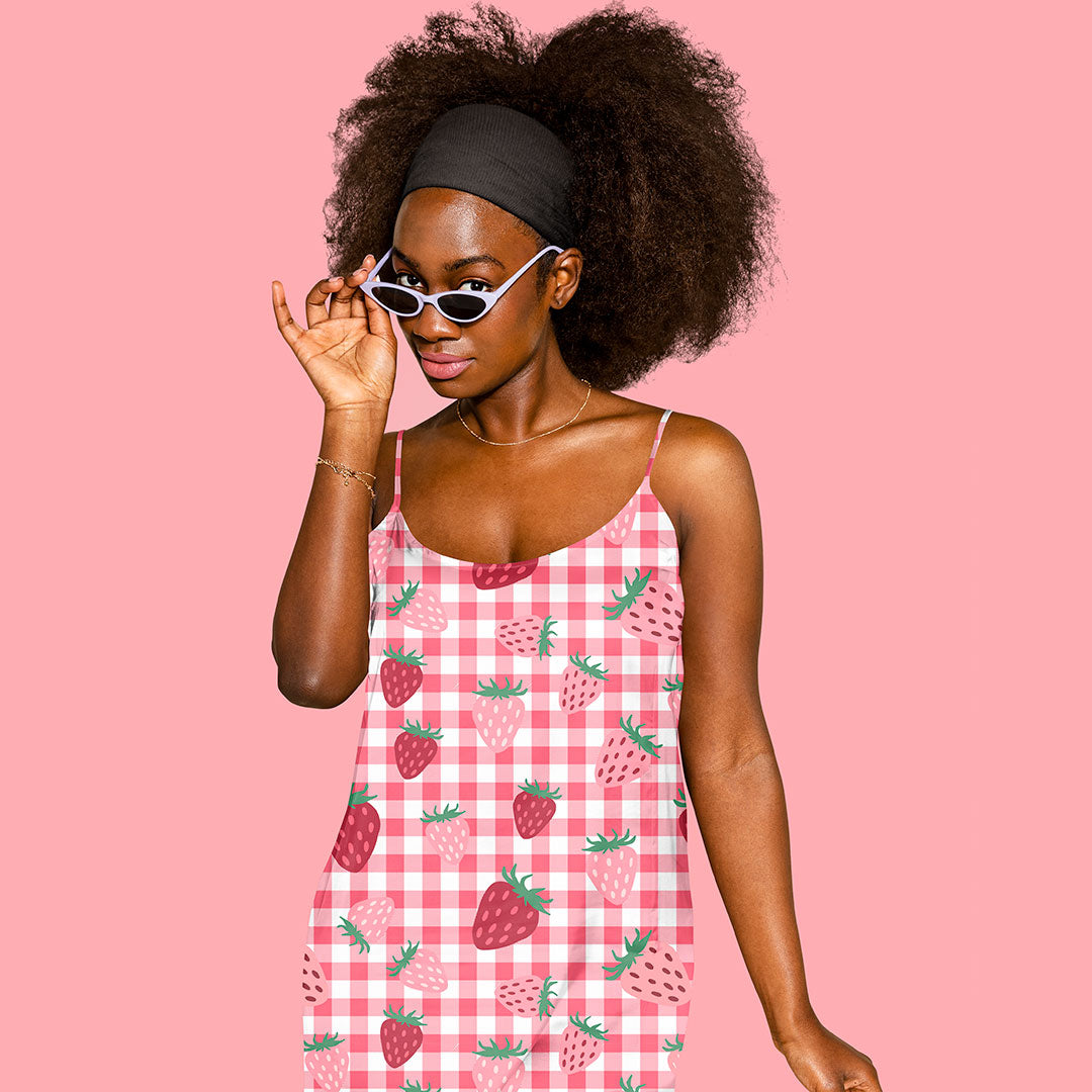 Strawberry Checks Fabric