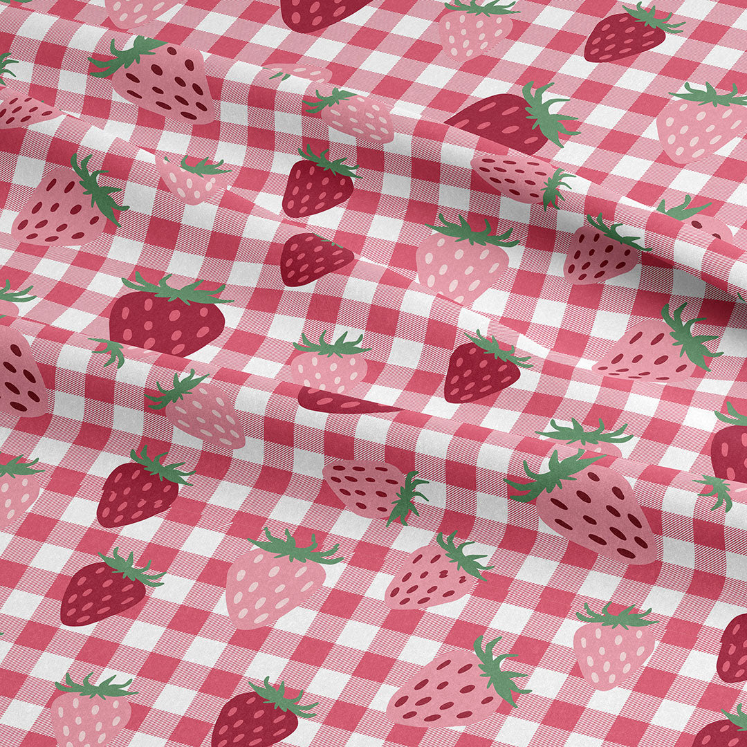 Strawberry Checks Fabric