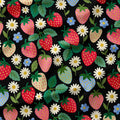 Strawberry Delight Black Fabric