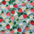 Strawberry Delight Blue Fabric