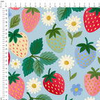 Strawberry Delight Blue Fabric