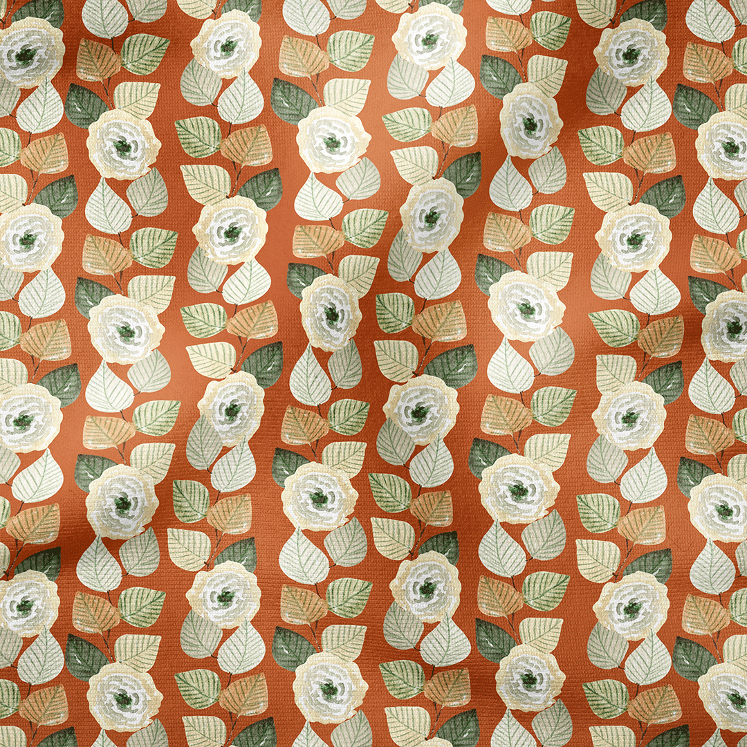 Striped Autumn Floral Fabric