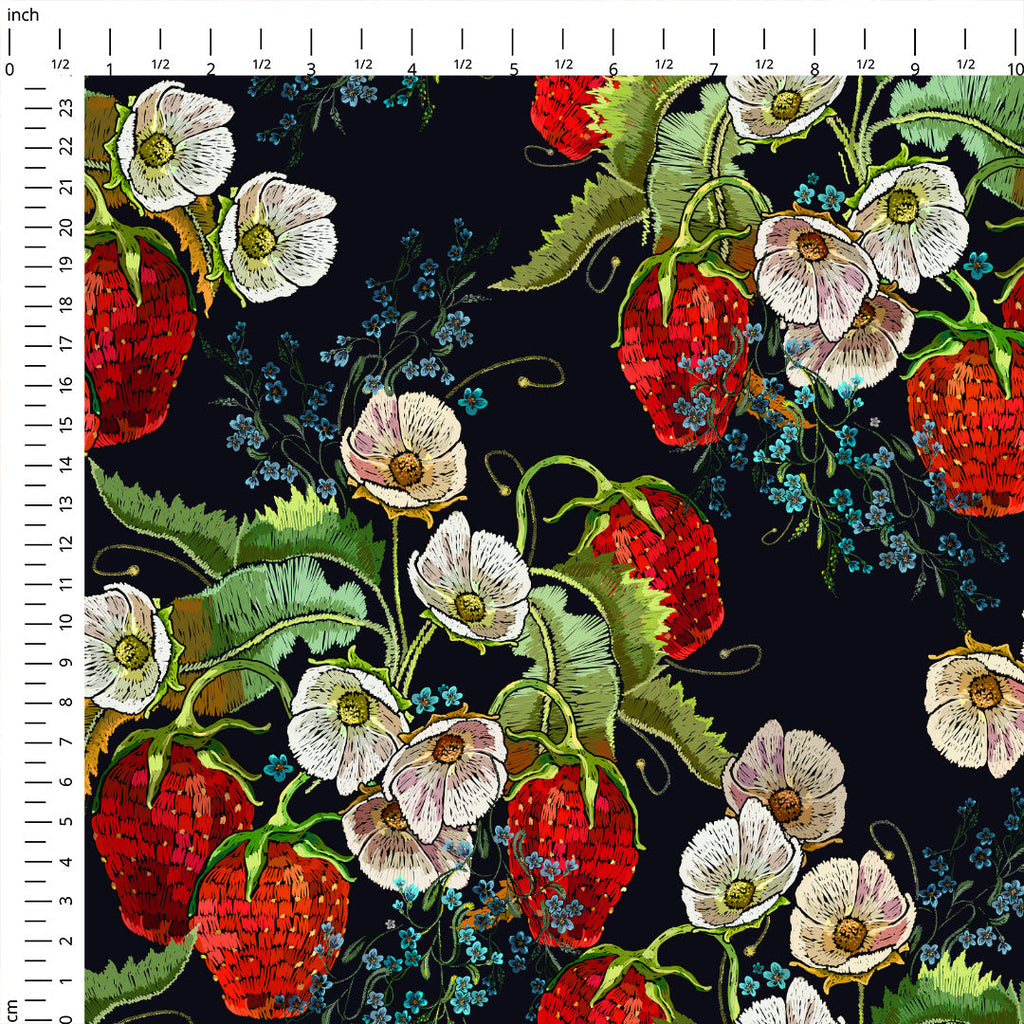 Stitched Strawberry Fabric