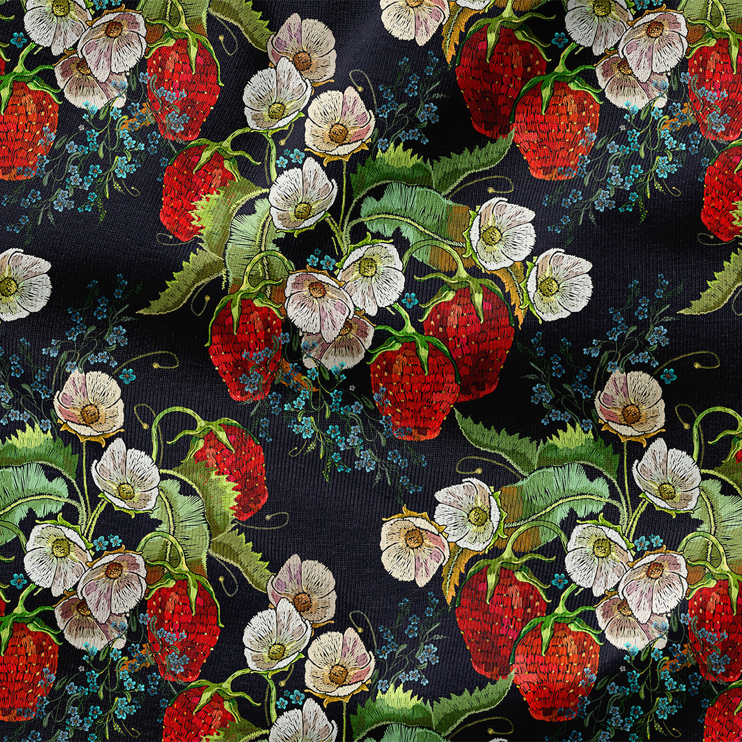 Stitched Strawberry Fabric