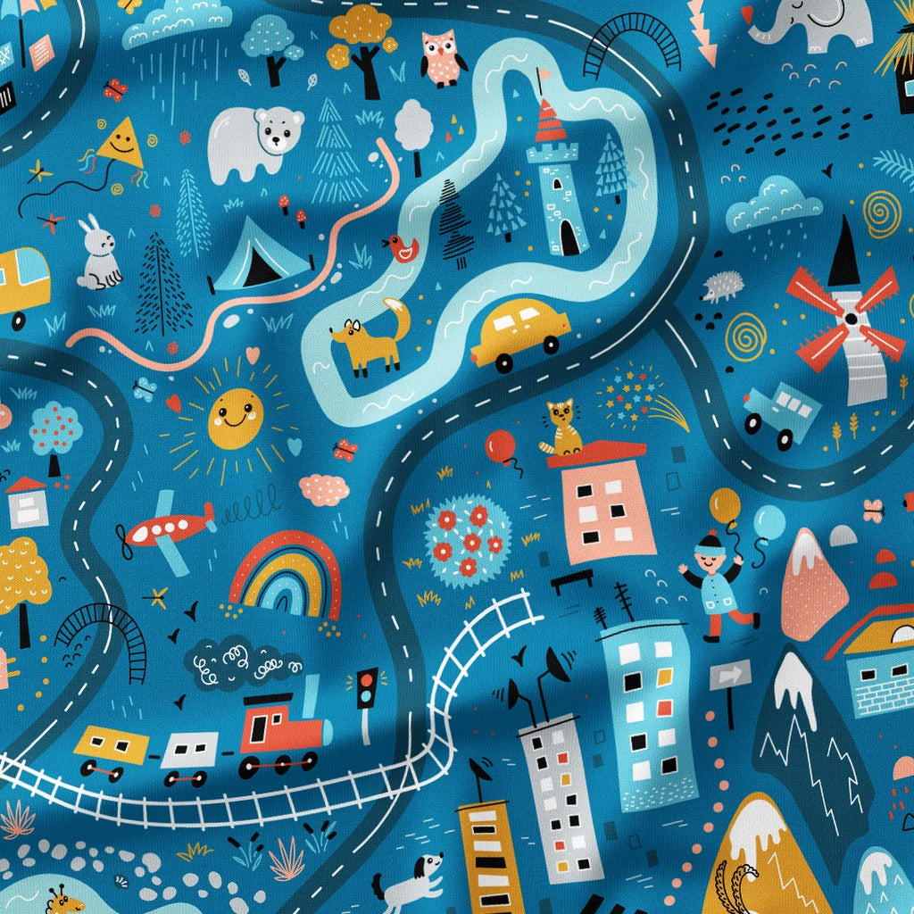 Summer Adventure Blue Fabric