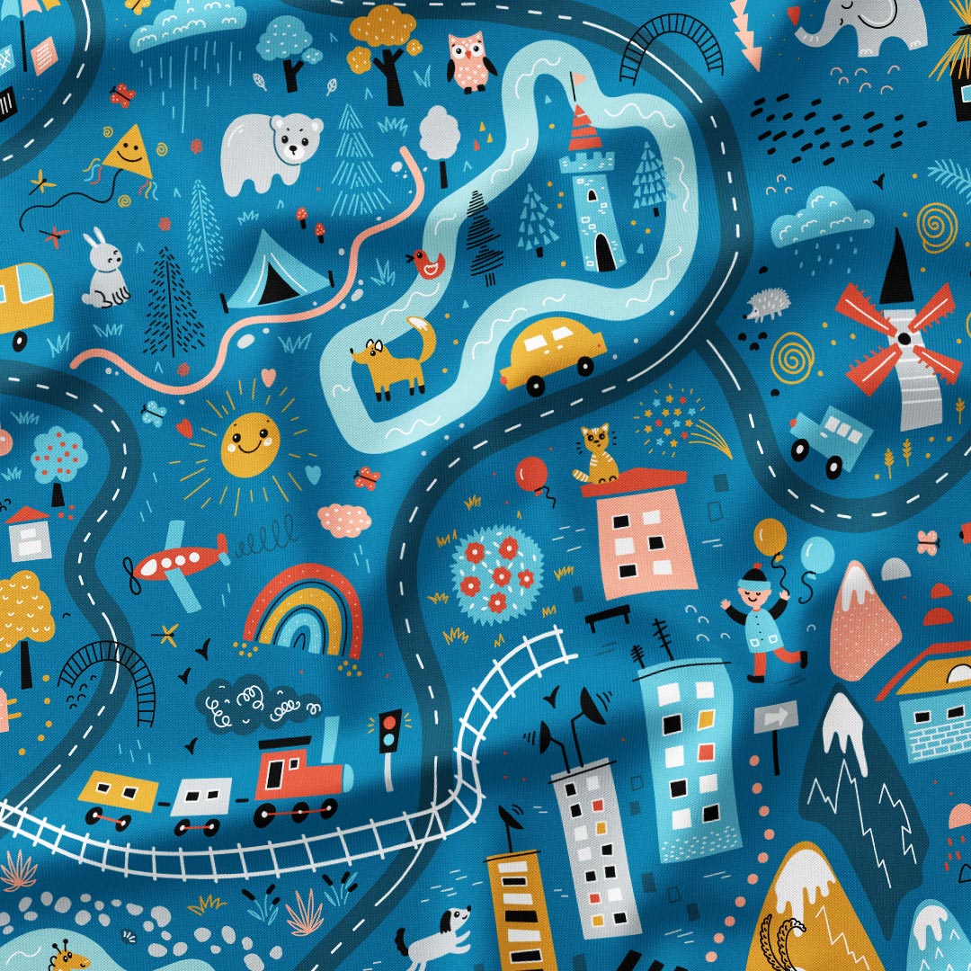 Summer Adventure Blue Fabric