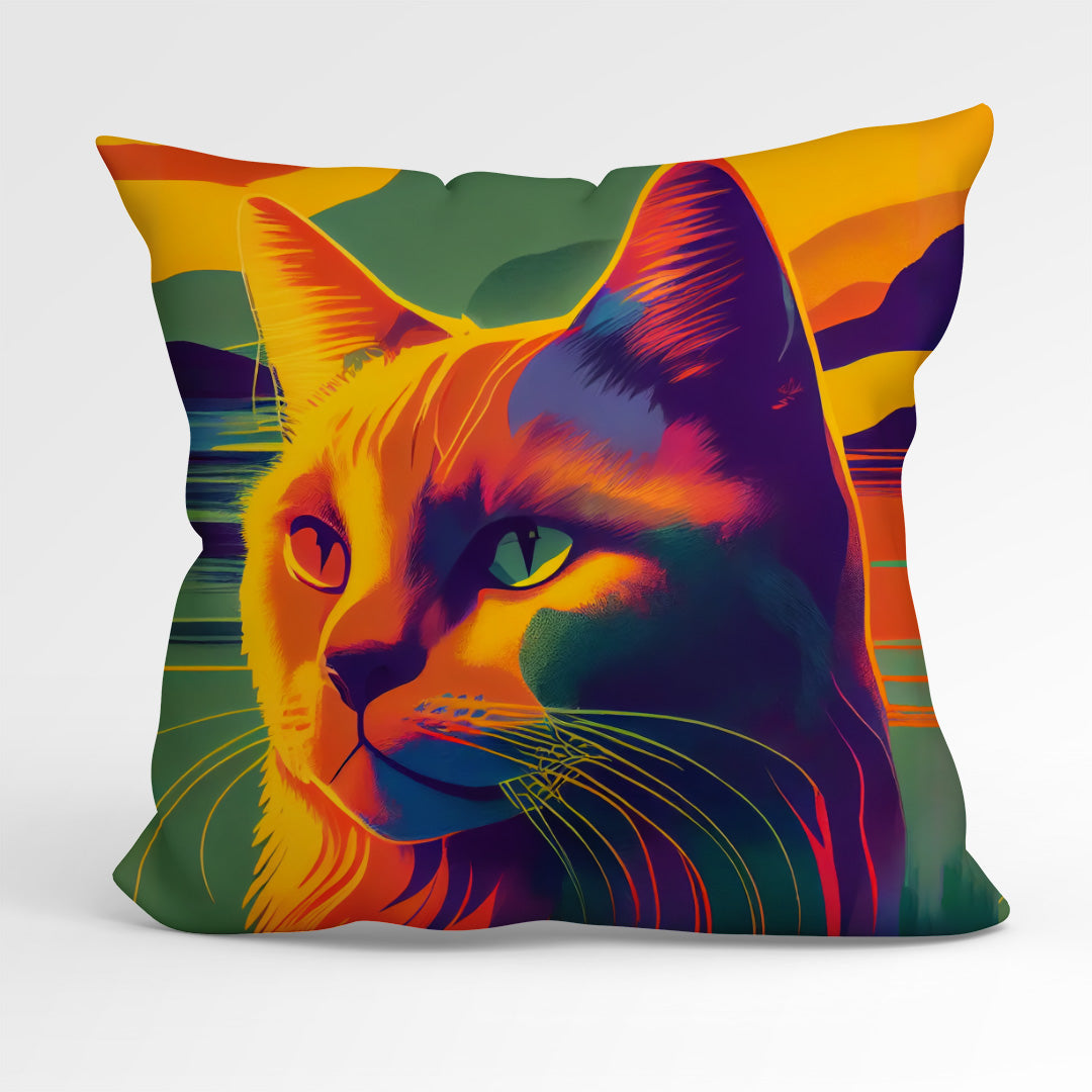 CUSHION Fabric Panel Sunset Cat