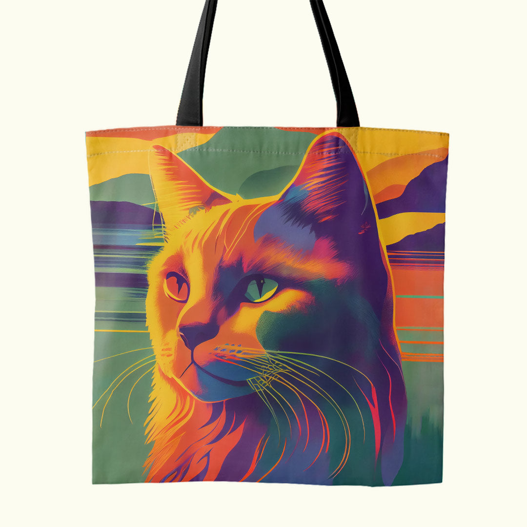 TOTE Sunset Cat Fabric Bag Panel