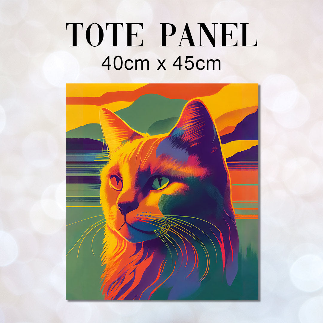 TOTE Sunset Cat Fabric Bag Panel