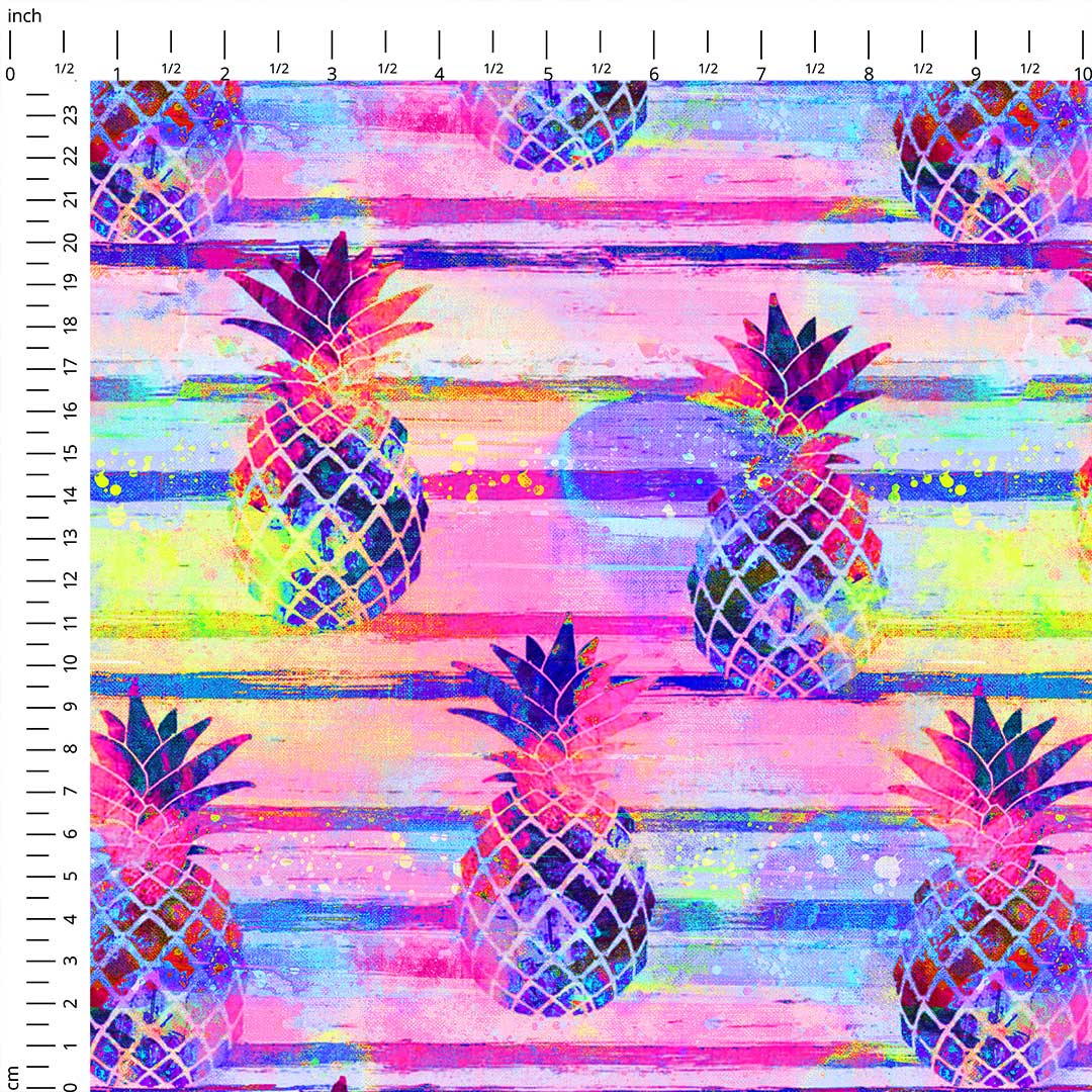 Sunset Pineapple Stripes Fabric