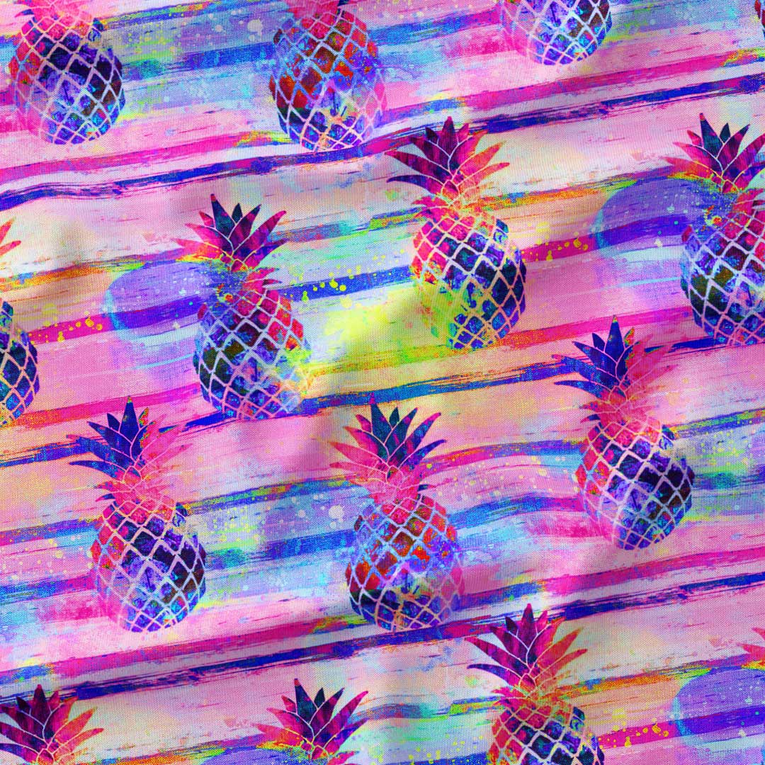 Sunset Pineapple Stripes Fabric