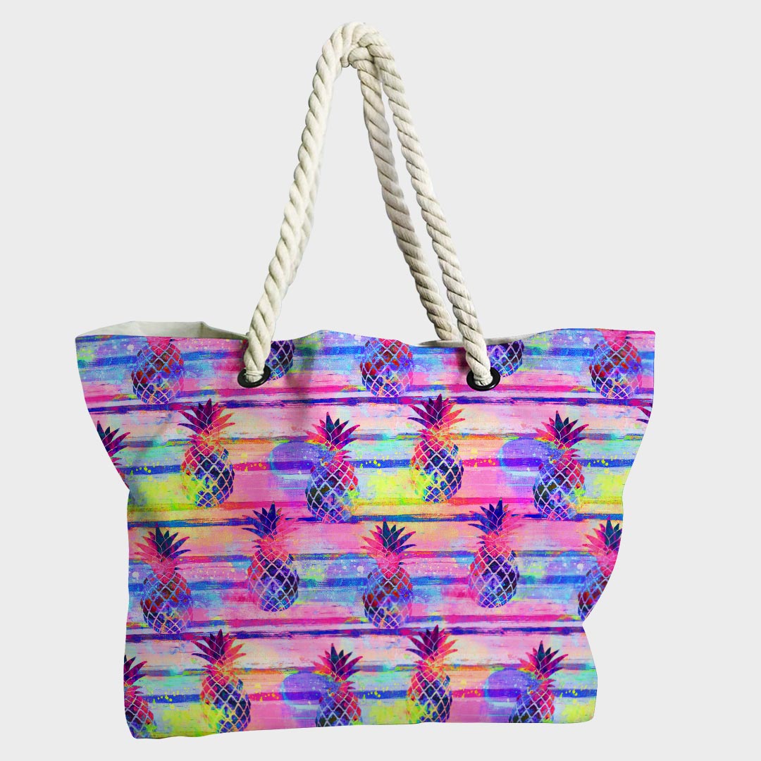 Sunset Pineapple Stripes Fabric