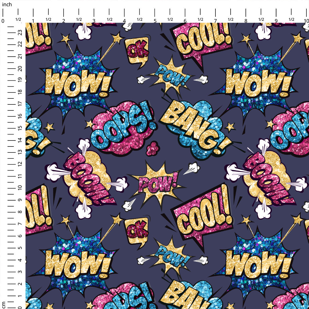 Supercats Wow Navy Fabric