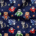 Superhero Animals Navy Fabric