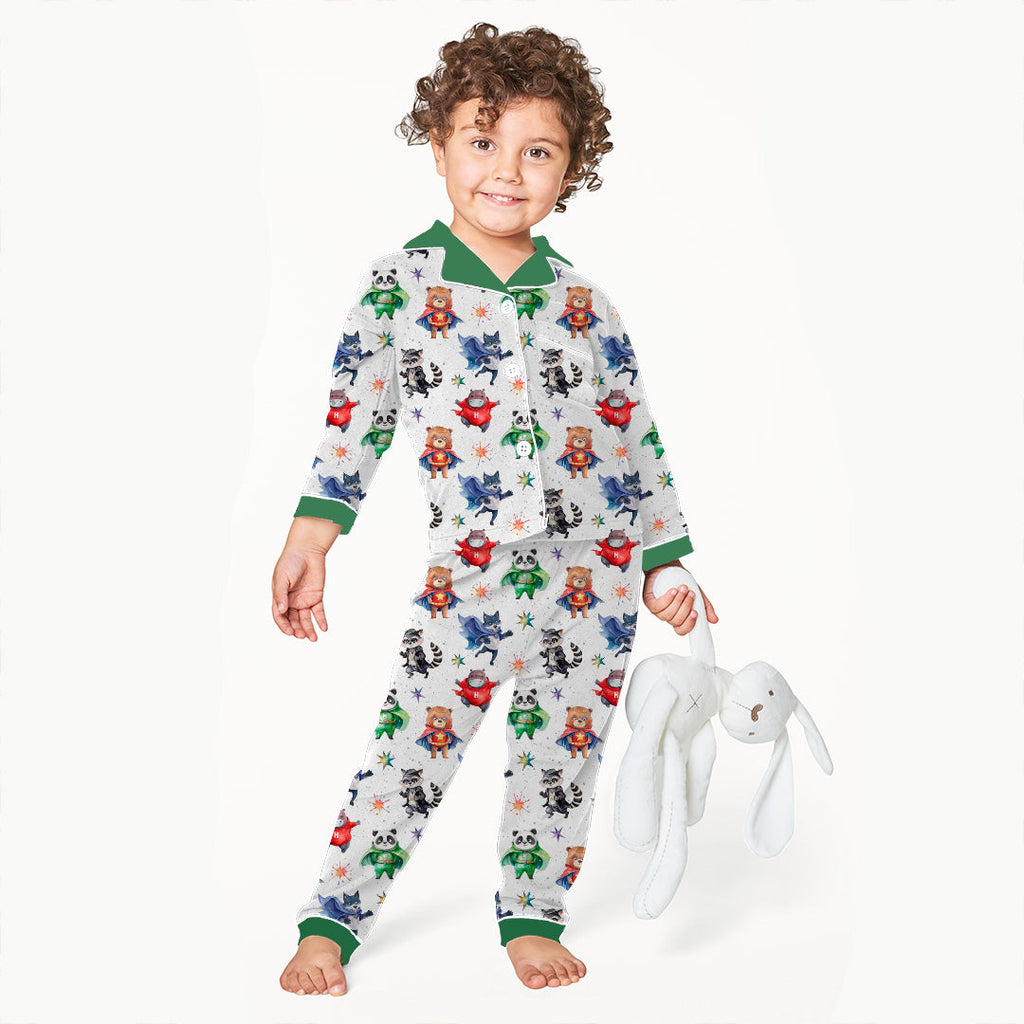 Superhero Animals White Fabric
