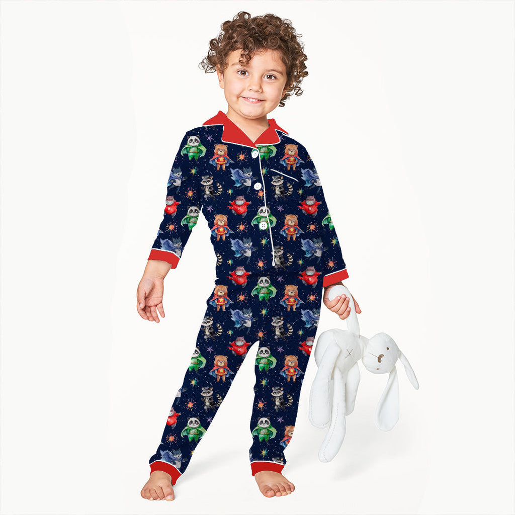 Superhero Animals Navy Fabric