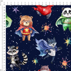 Superhero Animals Navy Fabric