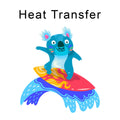 Surfing Koala 1 Iron on Fabric Heat Transfer DTF-229