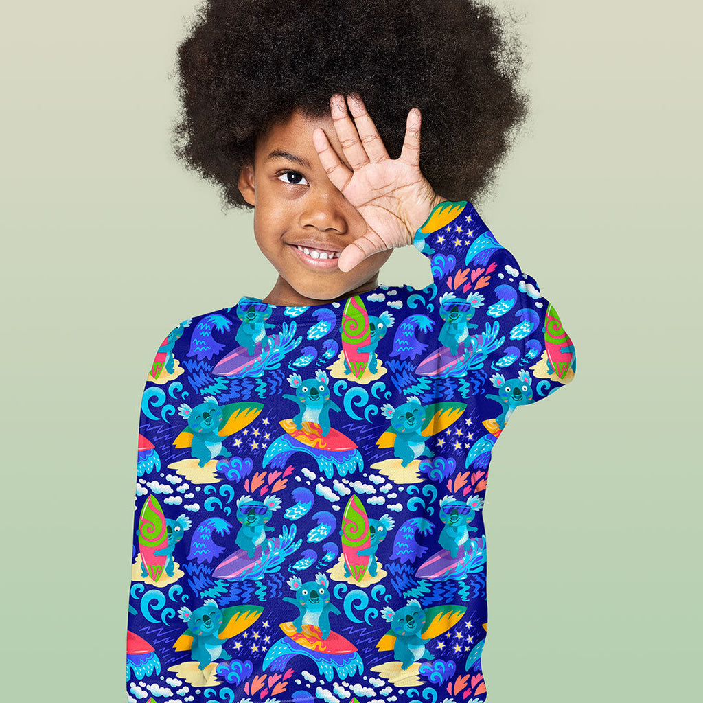 Surfing Koalas Navy Fabric