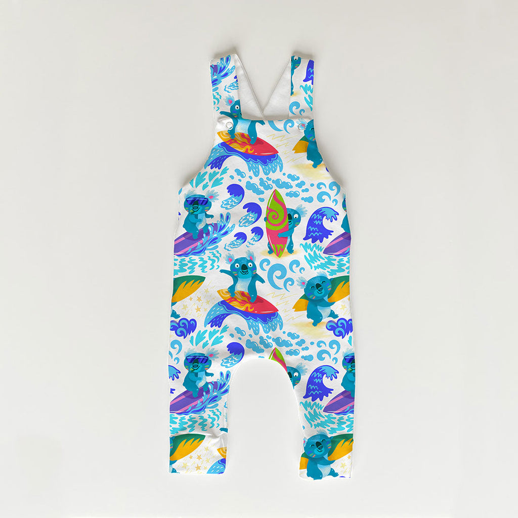 Surfing Koalas White Fabric