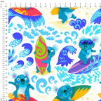Surfing Koalas White Fabric