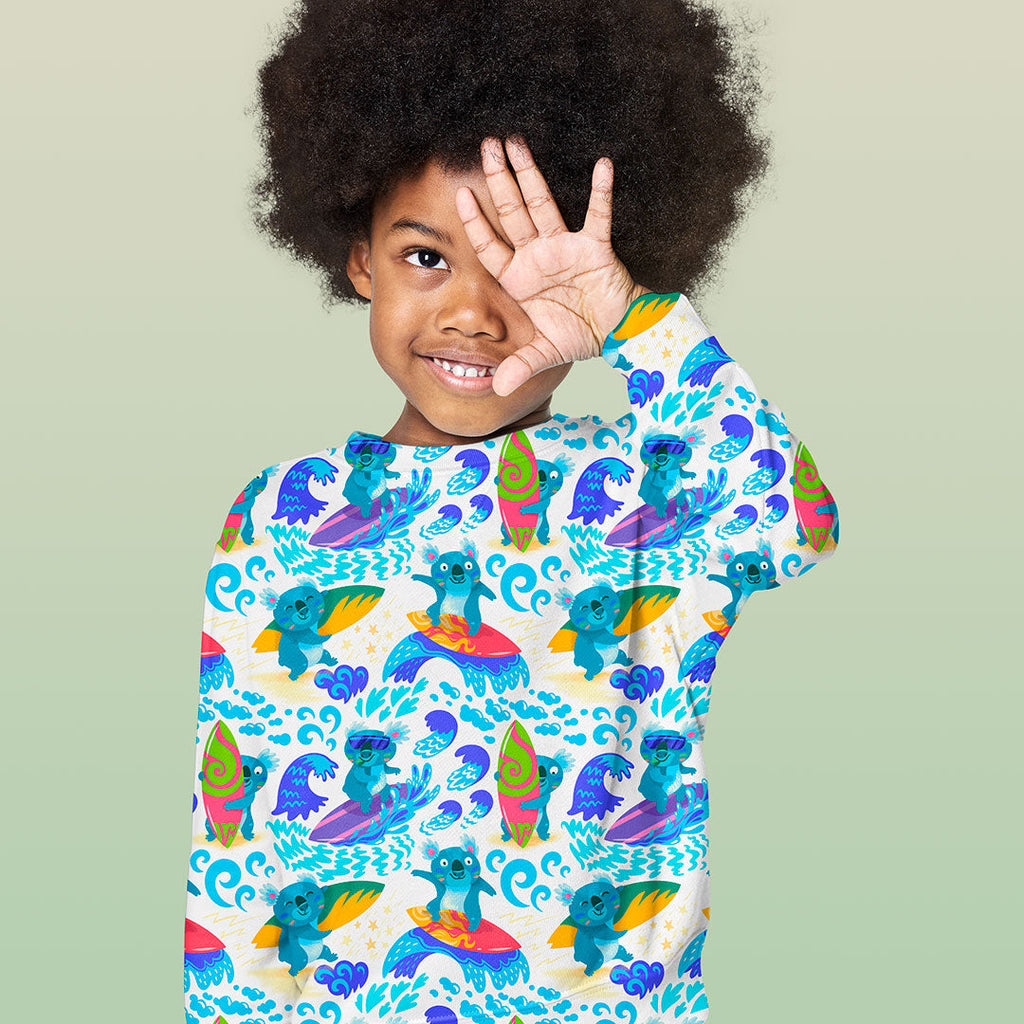 Surfing Koalas White Fabric