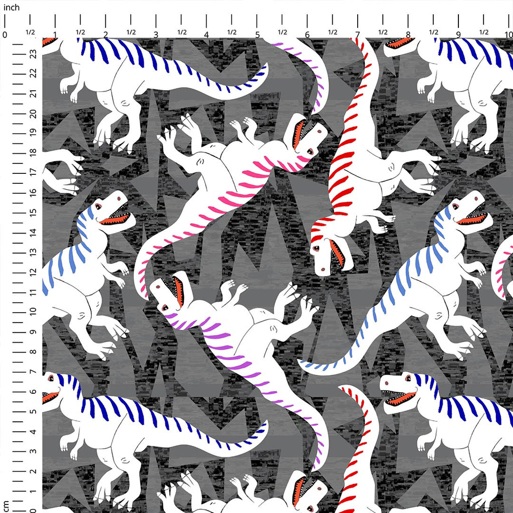 T-Rex Glitch Black Fabric