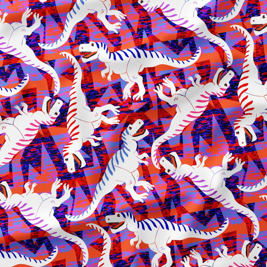 T-Rex Sunset Glitch Fabric