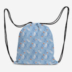 Tiny Mushrooms On Blue Fabric